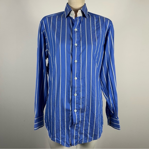 Robert Graham Royal Blue Striped Dress Shirt - Picture 1 of 13